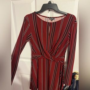 Red striped comfy long sleeve dress